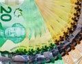 Canadian banknotes background