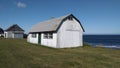 Canadian barns - Are the castles of the country Canada. Impressive, magnificent, irreplaceable. Haut Gaslesie. Quebec. Royalty Free Stock Photo