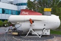 Canadian bathyscaphe `Pisces-7` for oceanographic research and rescue operations stands on the embankment of the historical flee