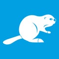 Canadian beaver icon white Royalty Free Stock Photo