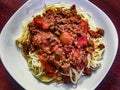 Beef spaghetti plate