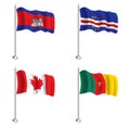 Canadian, Cabo Verde, Cameroonian and Cambodian Flag Set