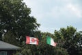 canadian canada flag and worn ripped italy italian flag or ireland irish flag. p Royalty Free Stock Photo