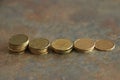 Canadian coins. Pile of Canadian dollar coins aka loonies Royalty Free Stock Photo