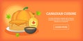 Canadian cuisine horizontal banner, cartoon style