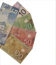 Canadian currency of denomination 5, 10, 20, 100 Royalty Free Stock Photo