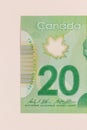 Canadian currency. Dollars. Detail close up shot Royalty Free Stock Photo