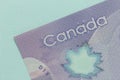 Canadian currency. Dollars. Detail close up shot. Royalty Free Stock Photo