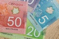 Canadian dollar bills Royalty Free Stock Photo