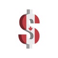 Canadian Dollar CAD currency symbol with flag - Vector Royalty Free Stock Photo