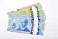 Canadian dollars Currency bank notes on white Royalty Free Stock Photo