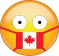 Canadian emoji in a medical mask protecting from SARS, COVID-19, bird flu and other viruses, germs and bacteria and contagious