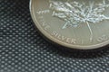 Canadian fine silver ounce. coin made of pure silver.