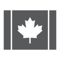 Canadian flag glyph icon, canada and maple, leaf sign, vector graphics, a solid pattern on a white background. Royalty Free Stock Photo