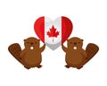 canadian flag with heart shape and beavers