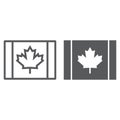 Canadian flag line and glyph icon, canada and maple, leaf sign, vector graphics, a linear pattern on a white background. Royalty Free Stock Photo