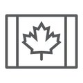 Canadian flag line icon, canada and maple, leaf sign, vector graphics, a linear pattern on a white background.