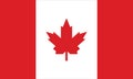 Canadian Flag official colors and proportion correctly vector illustration. Royalty Free Stock Photo