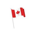 Canadian flag with pole in white background