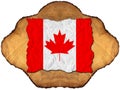 Canadian Flag on Section of Tree Trunk Royalty Free Stock Photo