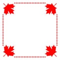 Canadian flag symbolism maple red leaf corner frame. Royalty Free Stock Photo