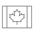 Canadian flag thin line icon, canada and maple, leaf sign, vector graphics, a linear pattern on a white background.