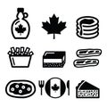Canadian food icons - maple syrup, poutine, nanaimo bar, beaver tale, tourtiÃÂ¨re