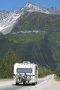 Canadian highway with motorhome and cars. British Columbia. Canada Royalty Free Stock Photo