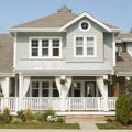 Canadian Home House Exterior Details White Picket Railing Royalty Free Stock Photo