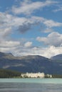 Canadian landscape in Lake Louise with hotel. Alberta. Canada Royalty Free Stock Photo