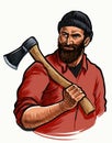 Canadian lumberjack with axe Royalty Free Stock Photo