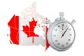 Canadian map with stopwatch, 3D rendering