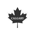 Canadian maple leaf with city name Calgary icon isolated. Flat design Royalty Free Stock Photo