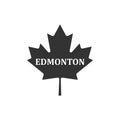 Canadian maple leaf with city name Edmonton icon isolated. Flat design Royalty Free Stock Photo