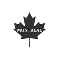 Canadian maple leaf with city name Montreal icon isolated. Flat design Royalty Free Stock Photo