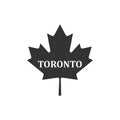 Canadian maple leaf with city name Toronto icon isolated. Flat design Royalty Free Stock Photo