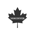 Canadian maple leaf with city name Vancouver icon isolated. Flat design Royalty Free Stock Photo