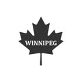 Canadian maple leaf with city name Winnipeg icon isolated. Flat design Royalty Free Stock Photo