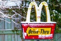 Canadian McDonald's Drive-Thru Sign in Winter Royalty Free Stock Photo