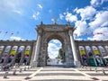 The Canadian National Exhibition entrance signs and flags at Princes\' Gates