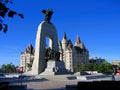 Canadian National War Memorial and Chateau Laurier in Ottawa, Ontario Royalty Free Stock Photo