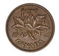 1945 Canadian old worn and stained coin