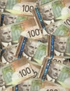 Canadian one hundred dollar bills Royalty Free Stock Photo