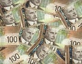 Canadian one hundred dollar bills Royalty Free Stock Photo