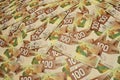 Canadian one hundred dollar bills Royalty Free Stock Photo