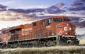 Canadian Pacific railway engine pulling supplies Royalty Free Stock Photo