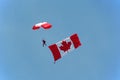 Canadian parachutist carrying flag Royalty Free Stock Photo