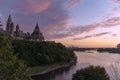 Canadian Parliament Over Ottawa River at Sunset Royalty Free Stock Photo
