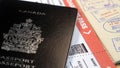 Canadian passport and boarding pass Royalty Free Stock Photo