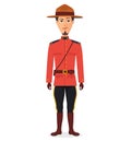 Canadian policeman cartoon vector illustration isolated on white background in traditional uniform